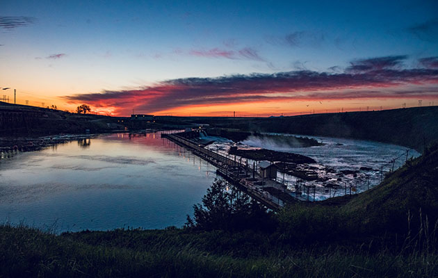 Rainbow Dam at sunset